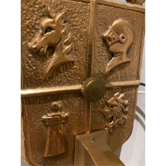 27” Long Bronze Spanish Gothic Revival Sconces 1920 Fluer de lis Knight Ornate - Picture 10 of 10